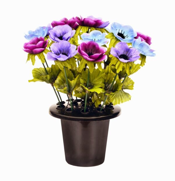 Artificial Anemone Floral Grave Pot