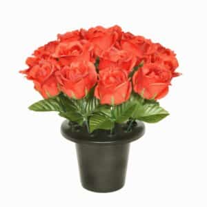 Artificial Red Rose Floral Grave Pot