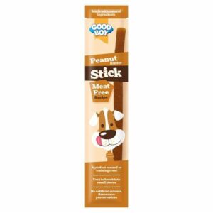 Peanut butter stick dog treat packaging.