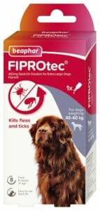 Flea treatment for extra large dogs packaging.