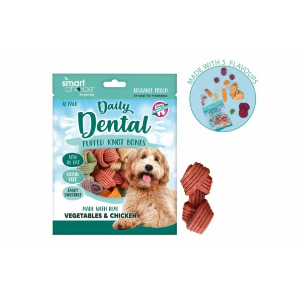 Dog dental knot bones treats packaging.