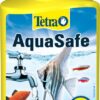 A bottle of Aquasafe treatment for aquariums.