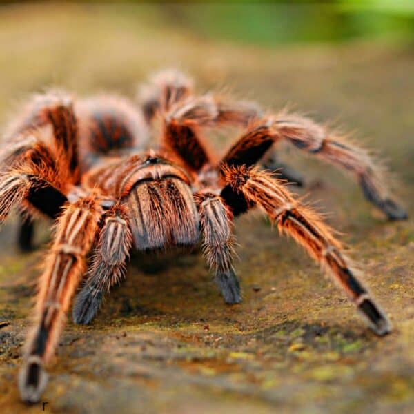 Close up of a brown tarantula.