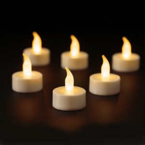 6 artificial battery powered tea lights.