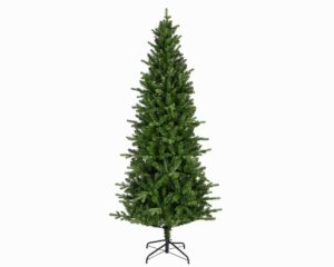 A slim 7 foot tall artificial Christmas tree.