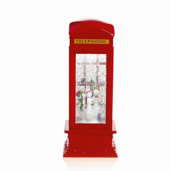 Telephone Box Glitter Water spinner Snowman Scene