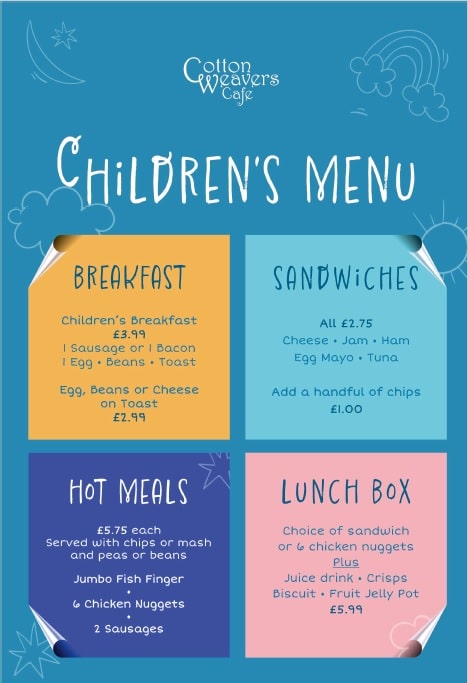 Cotton Weavers Cafe Children's Menu