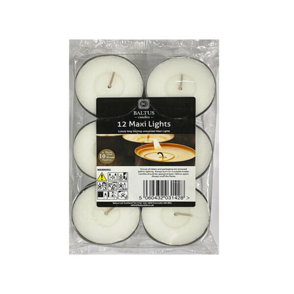 Baltus White Maxi Tealights (Pack of 12)