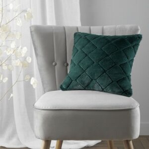 Catherine Lansfield Cosy Diamond Bottle Green Cushion Cover