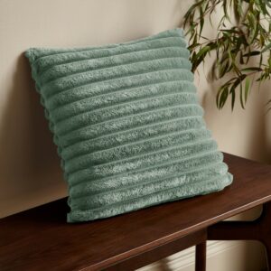 Catherine Lansfield Cosy Ribbed Green Cushion Cover