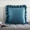 So Soft Velvet Touch Double Frill Teal Cushion Cover