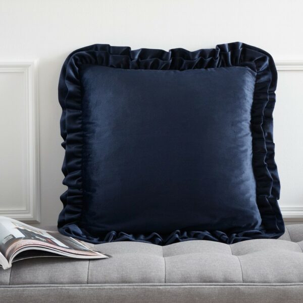 So Soft Velvet Touch Double Frill Navy Cushion Cover