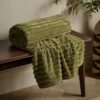 Cosy Ribbed Olive Throw Blanket