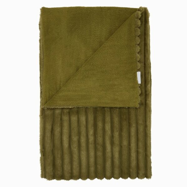 Cosy Ribbed Olive Throw Blanket