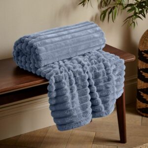 Cosy Ribbed Lansfield Blue Throw