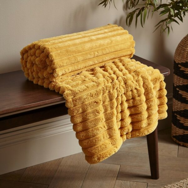 Cosy Ribbed Mustard Throw