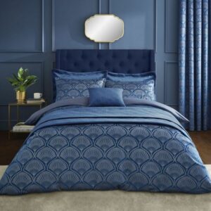 Art Deco Pearl Navy Quilt Set Double