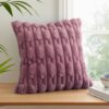 Carved Faux Fur Pink Cushion Cover