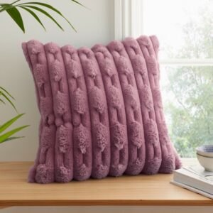 Carved Faux Fur Pink Cushion Cover