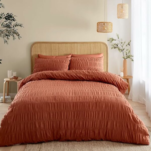 Seersucker Terracotta Quilt Set King