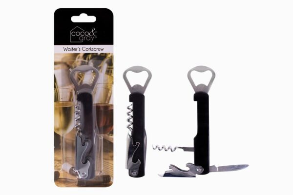 Coco & Gray Waiters Corkscrew, Bottle Opener & Cutter 14cm