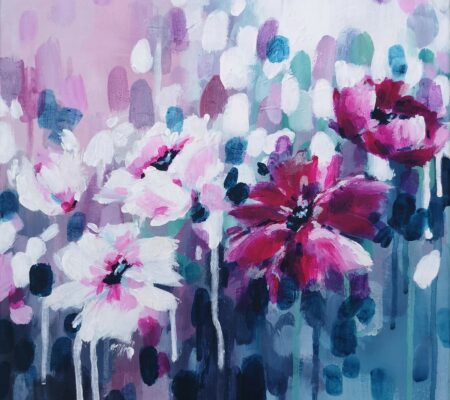 Abstract Summer Florals In Acrylic Paint