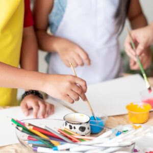 Children painting crafts